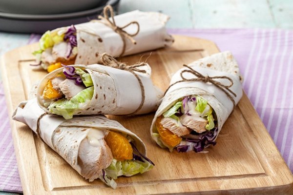 traditional mayo and chicken wraps